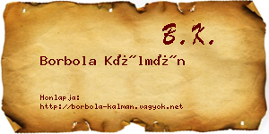 Borbola Kálmán névjegykártya